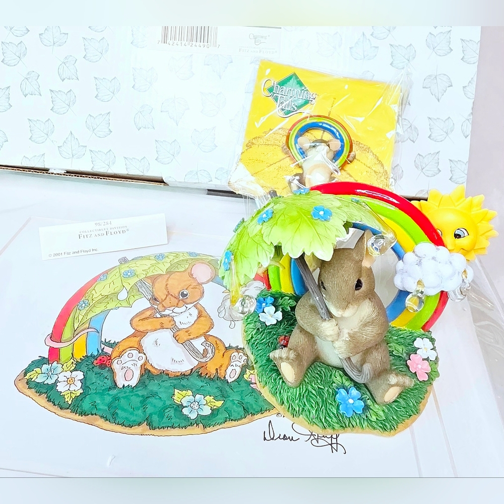 Charming Tails 98/284 "There's No Rainbow Without The Rain" Pin & Sealed Picture